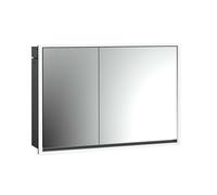 emco loft Armoire de toilette avec éclairage, 1000mm, 2 portes, modèle à encastrer, noir/miroir, 979813315, Exécution: porte large à droite