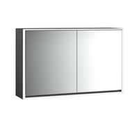 emco loft Armoire de toilette avec éclairage, 1300mm, 2 portes, modèle apparent, 979813320, Couleur: noir/miroir