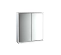 emco loft Armoire de toilette avec éclairage, 600 mm, modèle apparent, aluminium/blanc, 979806104, Exécution: 2 portes