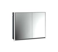 emco loft Armoire de toilette avec éclairage, 800mm, 2 portes, modèle à encastrer, noir/miroir, 979813311, Exécution: porte large à gauche
