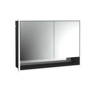 emco loft Armoire de toilette avec éclairage avec compartiment inférieur, 1000mm, 2 portes, modèle à encastrer, noir/miroir, 979813517, Exécution: porte large à gauche