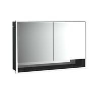 emco loft Armoire de toilette avec éclairage avec compartiment inférieur, 1200mm, 2 portes, modèle à encastrer, 979813519, Couleur: noir/miroir