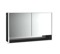 emco loft Armoire de toilette avec éclairage avec compartiment inférieur, 1300mm, 2 portes, modèle à encastrer, 979813521, Couleur: noir/miroir