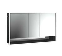 emco loft Armoire de toilette avec éclairage avec compartiment inférieur, 1400mm, 3 portes, modèle à encastrer, 979813525, Couleur: noir/miroir