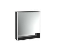 emco loft Armoire de toilette avec éclairage avec compartiment inférieur, 600 mm, modèle apparent, noir/miroir, 979813502, Exécution: 1 porte (poignée de porte à droite)