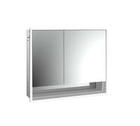 emco loft Armoire de toilette avec éclairage avec compartiment inférieur, 800mm, 2 portes, modèle à encastrer, aluminium/blanc, 979806209, Exécution: porte large à droite