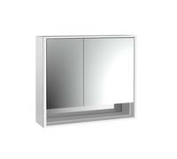emco loft Armoire de toilette avec éclairage avec compartiment inférieur, 800mm, 2 portes, modèle apparent, aluminium/blanc, 979806208, Exécution: porte large à droite