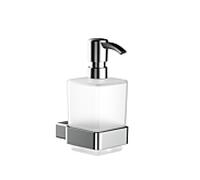 emco loft Distributeur de savon liquide, modèle mural, réservoir en verre cristal satiné, pompe de dosage en plastique, 052100101, Couleur: chrome