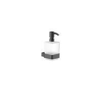 emco loft Distributeur de savon liquide, modèle mural, réservoir en verre cristal satiné, pompe de dosage en plastique, 052100501, Couleur: Chrome noir brossé