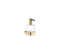 emco loft Distributeur de savon liquide, modèle mural, réservoir en verre cristal satiné, pompe de dosage en plastique, 052100701, Couleur: Or poli