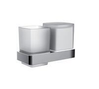 emco Loft Double Porte-gobelet en Verre, gobelet à Brosse à Dents chromé, Accessoire de Salle de Bain Moderne, élégant, Pratique comme Accessoire de Douche