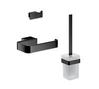 Emco Bad – Ensemble WC Loft – Brosse, porte-papier, crochet double – Noir
