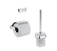 Emco Loft WC set 059800100 chromé , porte-papier avec couvercle, garniture de toilette et crochet double