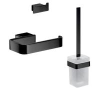 Emco Bad – Ensemble WC Loft – Brosse, porte-papier, crochet double – Noir
