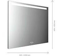 Emco Mi 210+ miroir lumineux LED 103080010000300 800 x 1000 mm, avec découpe lumineuse horizontale en haut 35 mm