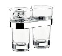 emco polo porte-verre double, verre cristal clair, chromé, 072500100