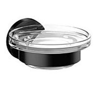 Porte-savon rond emco, plat en verre cristal, 433013300, Couleur: Noir