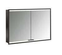 emco prime 2 Armoire de toilette avec éclairage, 1000 mm, 2 portes, modèle encastré, 949713555, Couleur: noir/miroir