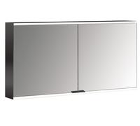 emco prime 2 Armoire de toilette avec éclairage, 1300 mm, 2 portes, avec parois latérales réfléchissantes, modèle apparent, 949713547, Couleur: noir/miroir