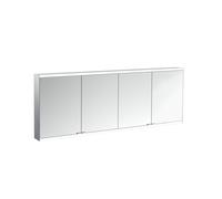 emco prime 2 Armoire de toilette avec éclairage, 1800 mm, 4 portes, avec parois latérales réfléchissantes, modèle apparent, 949706364, Couleur: aluminium/blanc