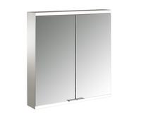 emco prime 2 Armoire de toilette avec éclairage, 600 mm, 2 portes, avec parois latérales réfléchissantes, modèle apparent, 949706223, Couleur: aluminium/miroir