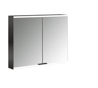 emco prime 2 Armoire de toilette avec éclairage, 800 mm, 2 portes, avec parois latérales réfléchissantes, modèle apparent, 949713524, Couleur: noir/miroir