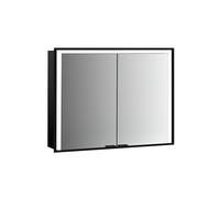 emco prime 3 armoire de toilette, 1300mm, 2 portes, modèle encastré, 949714406, Couleur: noir/miroir