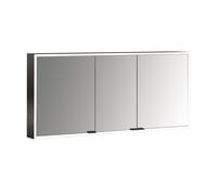 emco prime Armoire de toilette avec éclairage, 1400 mm, 3 portes, avec parois latérales réfléchissantes, modèle apparent, 949713587, Couleur: noir/miroir
