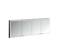 emco prime Armoire de toilette avec éclairage, 1800 mm, 4 portes, avec parois latérales réfléchissantes, modèle apparent, 949713588, Couleur: noir/miroir