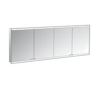 Emco prime armoire à miroir éclairée à encastrer 949706267 2000x730mm, 4 portes, aluminium/miroir