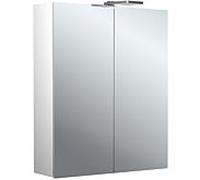 Emco pure 2 style armoire à miroir éclairée en saillie 979705302 600x721mm, avec éclairage supérieur à LED, 2 portes, aluminium