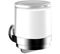Emco Distributeur de savon liquide monocommande rond 432100101 chromé , modèle mural, tasse avec verre cristal satiné
