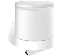 Emco Round distributeur de savon liquide à une main 432113901 blanc, modèle mural, tasse avec verre cristal satiné