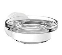 Emco Round porte-savon 433013900 blanc, bol en verre cristal clair, dans support