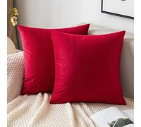 EMEMA Housses de Coussins 40x40 cm en Velours Rouge Décoratif 2 Pièces | Canapé Taie d'oreiller Super Lisse Doux Decoration Maison Salon Chambre pour Canapé