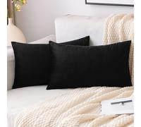 EMEMA Housses de Coussins 40x60 cm en Velours Décoratif Canapé Taie d'oreiller Super Lisse Doux Decoration Maison Salon Chambre pour Canapé 2 Pièces Lot de 2 Noir