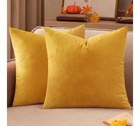 EMEMA Housses de Coussins 45x45 cm en Velours Jaune Orange 2 Pièces | Décoratif Canapé Taie d'oreiller Super Lisse Doux Decoration Maison Salon Chambre pour Canapé
