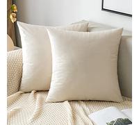 EMEMA Housses de Coussins 50x50 cm en Velours Beige Décoratif 2 Pièces | Canapé Taie d'oreiller Super Lisse Doux Decoration Maison Salon Chambre pour Canapé