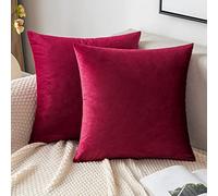 EMEMA Housses de Coussins 50x50 cm en Velours Bordeaux Décoratif 2 Pièces | Canapé Taie d'oreiller Super Lisse Doux Decoration Maison Salon Chambre pour Canapé