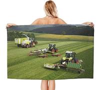 EMENZA Serviettes de Plage 70 x 150 cm 3D Tracteur, Serviette de Bain Véhicules Agricoles Microfibre à Séchage Rapide, Coton, Serviettes de Plage pour Enfant Femme Homme Grande Drap de Plage