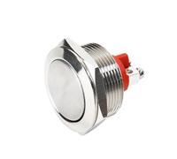Emergency Stop Switch 22mm Push Button Switch 1NC Momentary Self-Reset Stainless Steel Metal Waterproof Switches for Circuit Control Silver Shell(High Round)