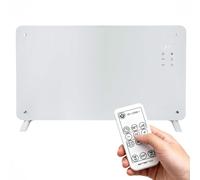 Emerio radiateur en verre GR-133080.1 - 25 m² - 2000W - 2 niveaux de chauffage - minuterie - télécommande - IP24 - protection contre le basculement - montage mural ou sur pied - affichage