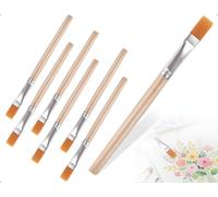 Emezddo Lot De 6 Attaches Plates Ensemble De Pinceaux, Petits Pinceaux d'artiste en Nylon avec Manches en Bois, pour Enfants Et Adultes à L'éCole, en Classe, à La Maison, pour DéButants