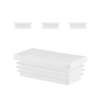 EMFA Bouchon pour Tube Rectangulaire 100x40 mm Blanc - Embout Intérieur en Plastique - Pieds de Meuble, Structures Métalliques - Capuchon d’Obturation - Lot de 4 - 10x4 cm