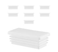 EMFA Bouchon pour Tube Rectangulaire 40x27 mm Blanc - Embout Intérieur en Plastique - Pieds de Meuble, Structures Métalliques - Capuchon d’Obturation - Lot de 8 - 4x2,7 cm