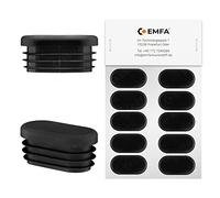 EMFA Embout pour Tube Ovale 60x30 mm Emballage de 10 pièces de Couleur Noir 6x3 cm