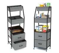 Emfogoo Organisateur à Couches Mobile 5 Niveaux, Commode de Rangement en Bois et Métal avec 4 Roulettes et 2 Tiroirs pour Articles de Bébé, Couches Étagère Multifonction pour Salon Chambre (Noir)