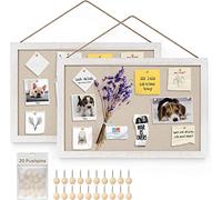 Emfogoo Tableau d'affichage en liège, tableau mural 40 x 30 cm, tableau en liège avec 20 punaises, bord en bois, convient pour bureau, école, décoration murale, décoration intérieure (blanc)