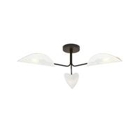 Emibig GOMEZ Plafonnier semi-affleurant noir à bras multiples avec abat-jour en tissu blanc et or, 3x E14