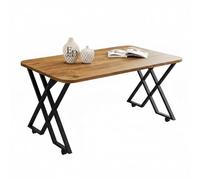 EMIDECO Table Basse rectangulaire Bois Clair métal Noir Pieds croisés - Table Salon Moderne avec roulettes ou Patins - Table Basse Design contemporaine - Meuble Salon élégant Robuste